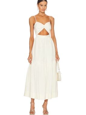 Shona Joy White Maxi Dress with Cutout Twist Front